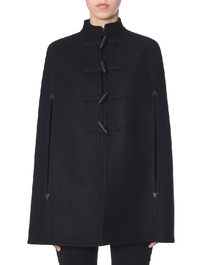 Shop Saint Laurent Duffle Cape Coat In Black