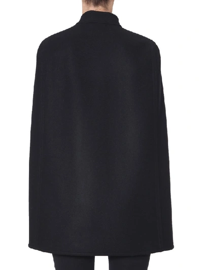 Shop Saint Laurent Duffle Cape Coat In Black