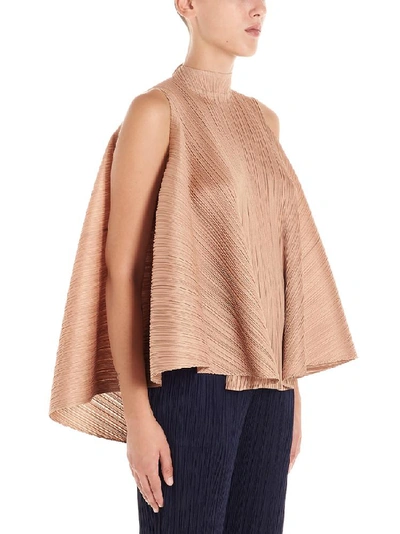 Shop Issey Miyake Pleats Please By  Pleated Flared Cropped Top In Pink