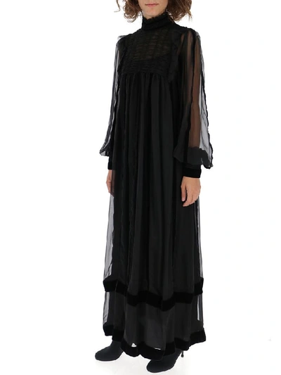 Shop Alberta Ferretti Sheer Maxi Long Dress In Black