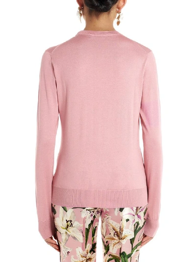 Shop Dolce & Gabbana Flower Appliqué Sweatshirt In Pink