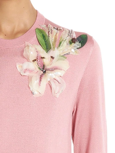 Shop Dolce & Gabbana Flower Appliqué Sweatshirt In Pink