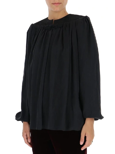 Shop Saint Laurent Long Sleeves Blouse In Noir