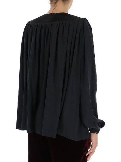 Shop Saint Laurent Long Sleeves Blouse In Noir