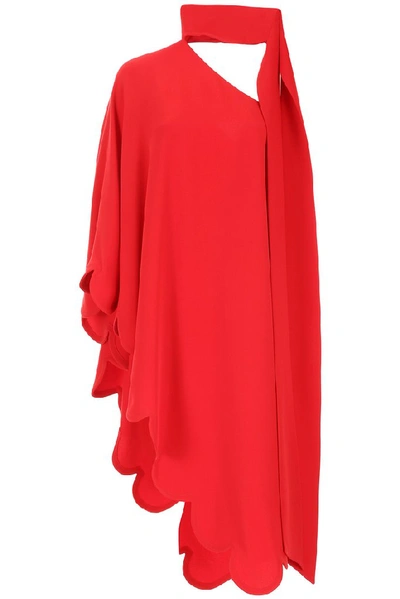 Shop Valentino Scallop Asymmetric Hem One In Red