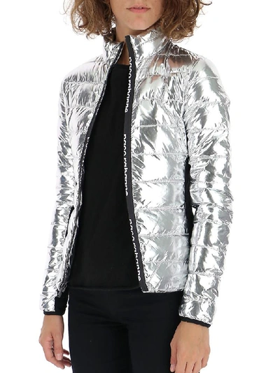 Shop Rabanne Paco  Logo Zipped Puffer Jacket In Silver