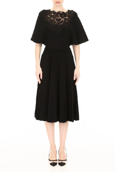 Shop Valentino Plated Midi Dress In Black