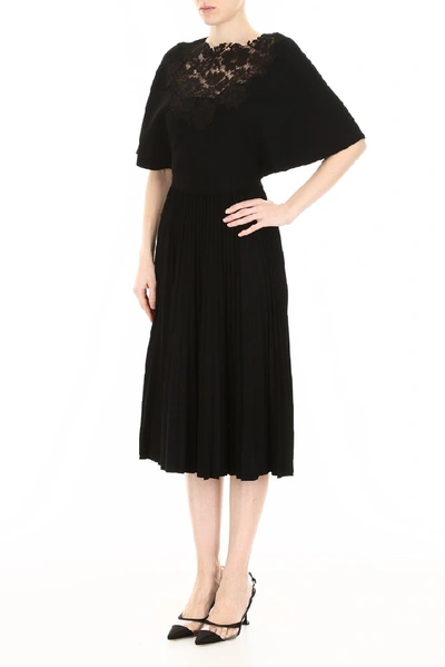 Shop Valentino Plated Midi Dress In Black