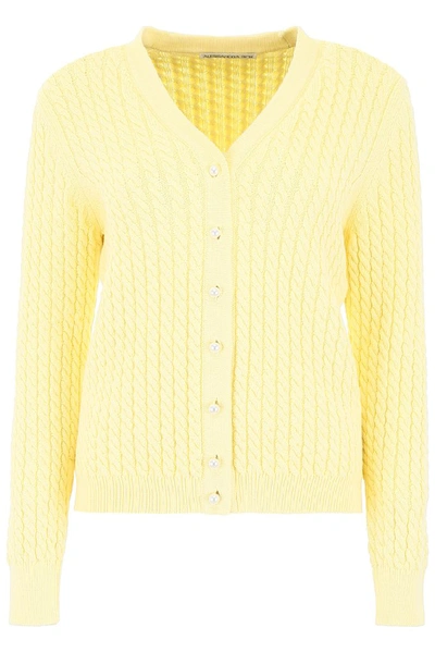Shop Alessandra Rich Knitted Cardigan In Yellow