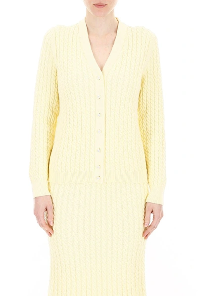 Shop Alessandra Rich Knitted Cardigan In Yellow