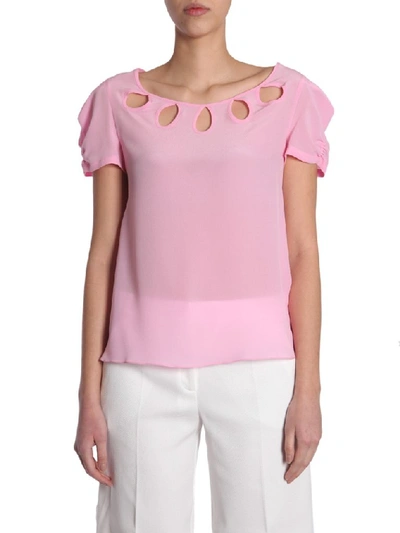 Shop Boutique Moschino Crêpe Cut Out Detail T In Pink