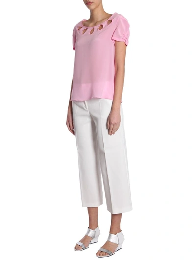 Shop Boutique Moschino Crêpe Cut Out Detail T In Pink