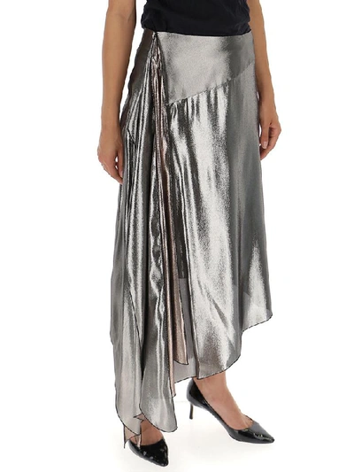 Shop Givenchy Asymmetric Hem Skirt In Silver