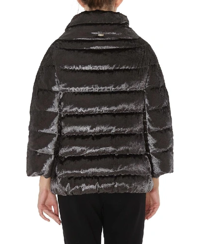 Shop Herno Velvet Effect Down Jacket In Grey