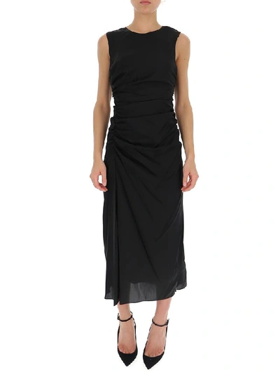 Shop Theory Sleeveless Draped Midi Dress In Black
