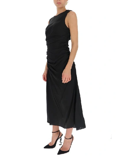 Shop Theory Sleeveless Draped Midi Dress In Black