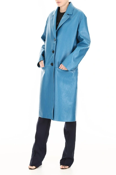 Shop Prada Single Breasted Coat In Blue