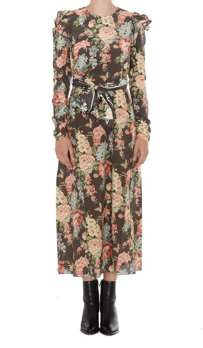 Shop Zimmermann Floral Print Ruched Midi Dress In Multi