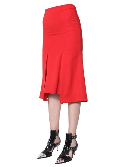 Shop Alexander Mcqueen High Waist Flared Midi Skirt In Red