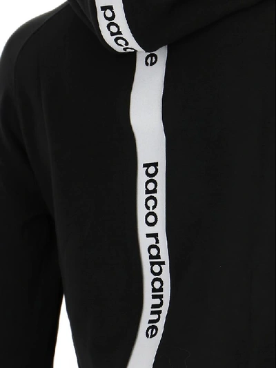Shop Rabanne Paco  Back Logo Stripe Hoodie In Black