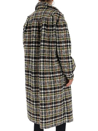 Shop Miu Miu Oversize Belted Tweed Coat In Grey