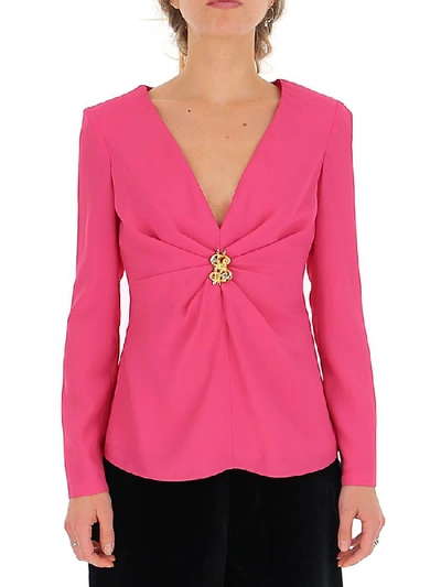 Shop Moschino Pendant Draped Blouse In Pink