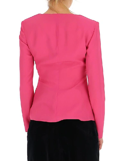 Shop Moschino Pendant Draped Blouse In Pink