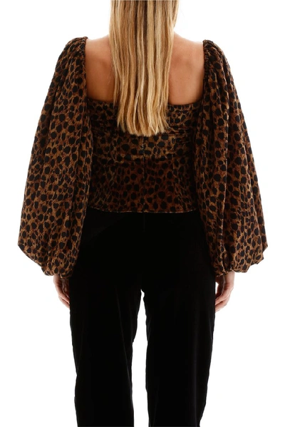 Shop Attico Leopard Print Puff Sleeve Top In Multi