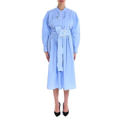 Shop Bottega Veneta Belted Shirt Dress In Blue