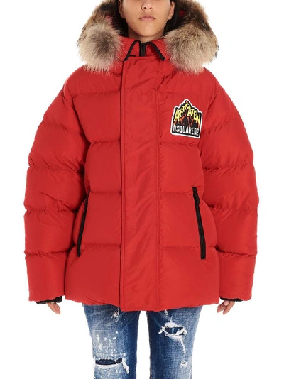 Shop Dsquared2 Logo Patch Down Jacket In Red