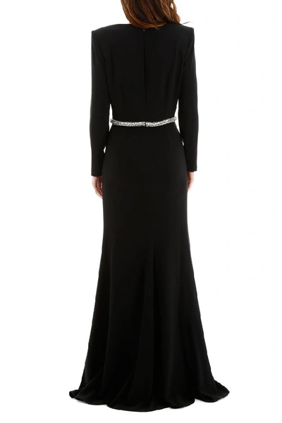 Shop Alexander Mcqueen V Neck Embellished Belt Maxi Dress In Black