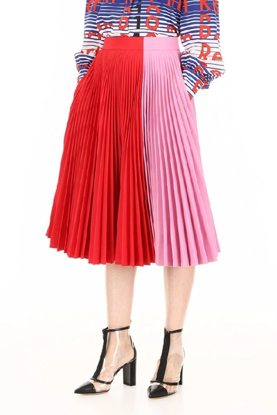 Shop Calvin Klein 205w39nyc Colour Block Pleated Skirt In Multi