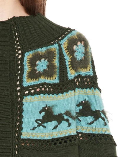 Shop Alberta Ferretti Crocher Oversized Cardigan In Green