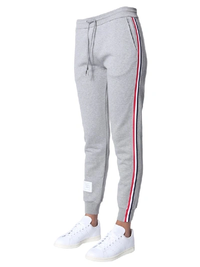 Shop Thom Browne Rwb Stripe Sweatpants In Grey