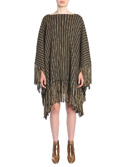 Shop Saint Laurent Fringed Cape In Multi