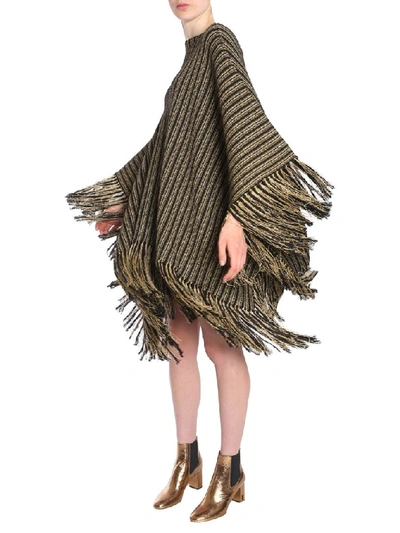 Shop Saint Laurent Fringed Cape In Multi