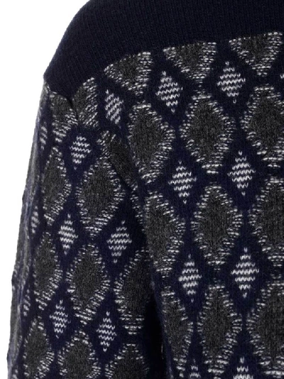 Shop Chloé Turtleneck Patterned Short Sleeve Top In Blue