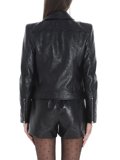 Shop Saint Laurent Zipped Leather Jacket In Black