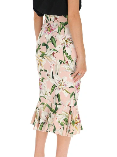 Shop Dolce & Gabbana Floral Printed Peplum Skirt In Pink