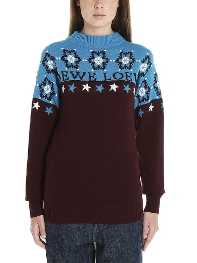 Shop Loewe Logo Roll Neck Knitted Sweatshirt In Multi