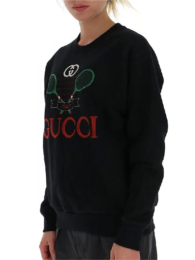 Shop Gucci Tennis Oversize Sweatshirt In Black