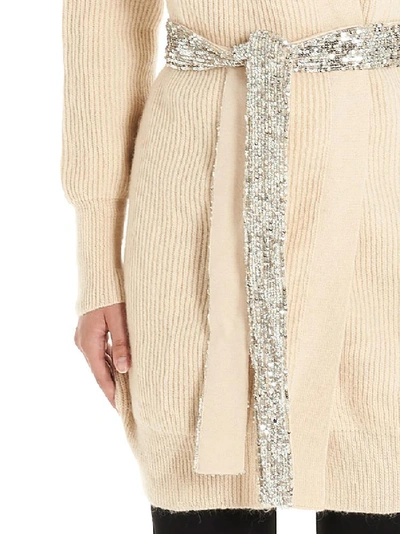Shop Pinko Sequins Panel Belted Cardigan In Multi