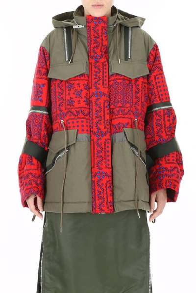 Shop Sacai Pattern Printed Padded Jacket In Multi