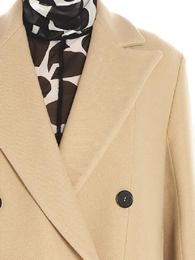 Shop Msgm Double Breasted Coat In Beige