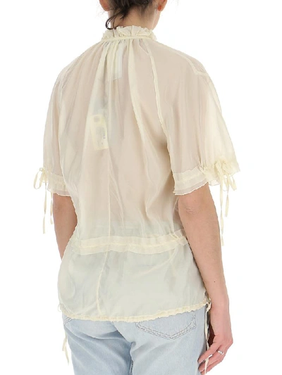 Shop Dsquared2 Gathered Sheer Blouse In Beige