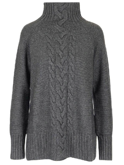 Shop Max Mara 's  Turtleneck Cable Knit Jumper In Grey