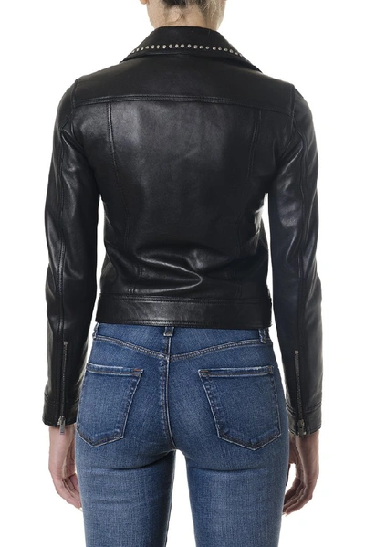 Shop Saint Laurent Metal Studs Leather Jacket In Black