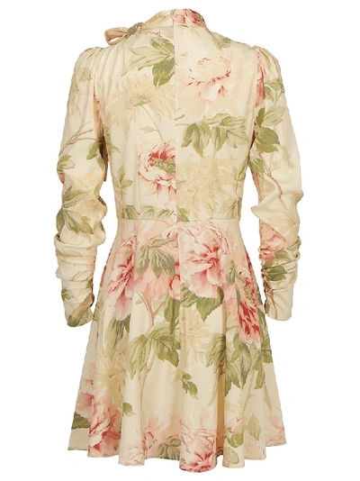 Shop Zimmermann Gathered Peony Print Dress In Multi