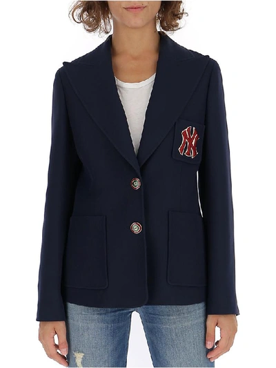 Shop Gucci Ny Patch Pocket Blazer In Blue