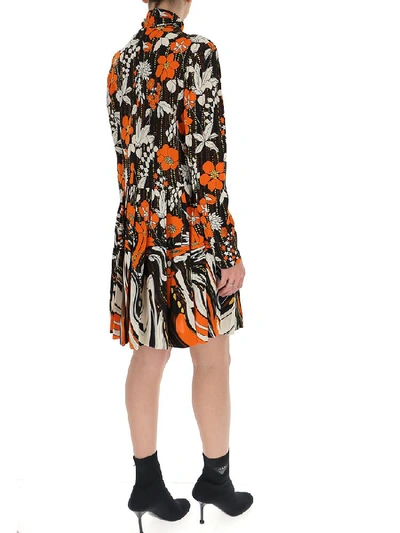 Shop Prada Floral Mini Jersey Dress In Multi